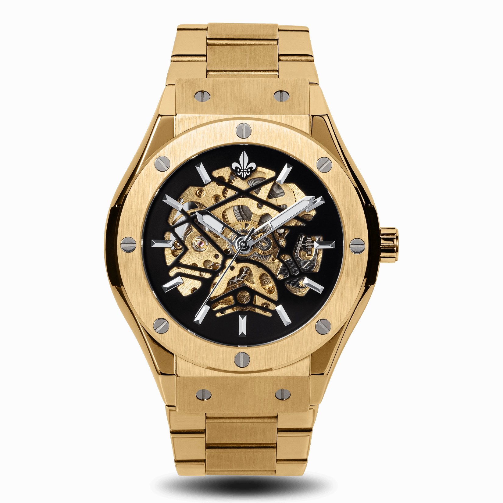 Refined Craft Prague Skeleton Automatic Deluxe - Gold   Gold Link Strap