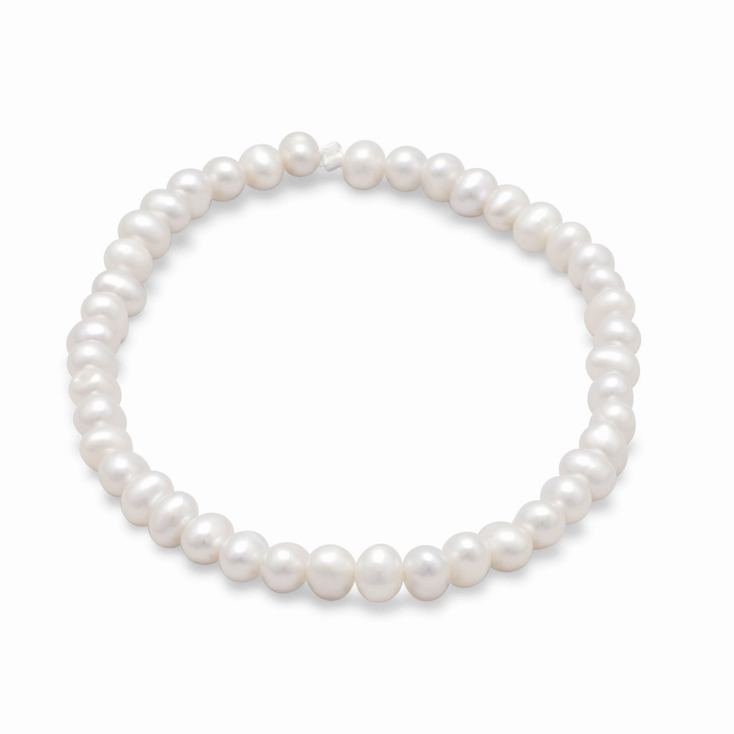 Handed Over White Cultured Freshwater Pearl Stretch Bracelet with 4-5mm
