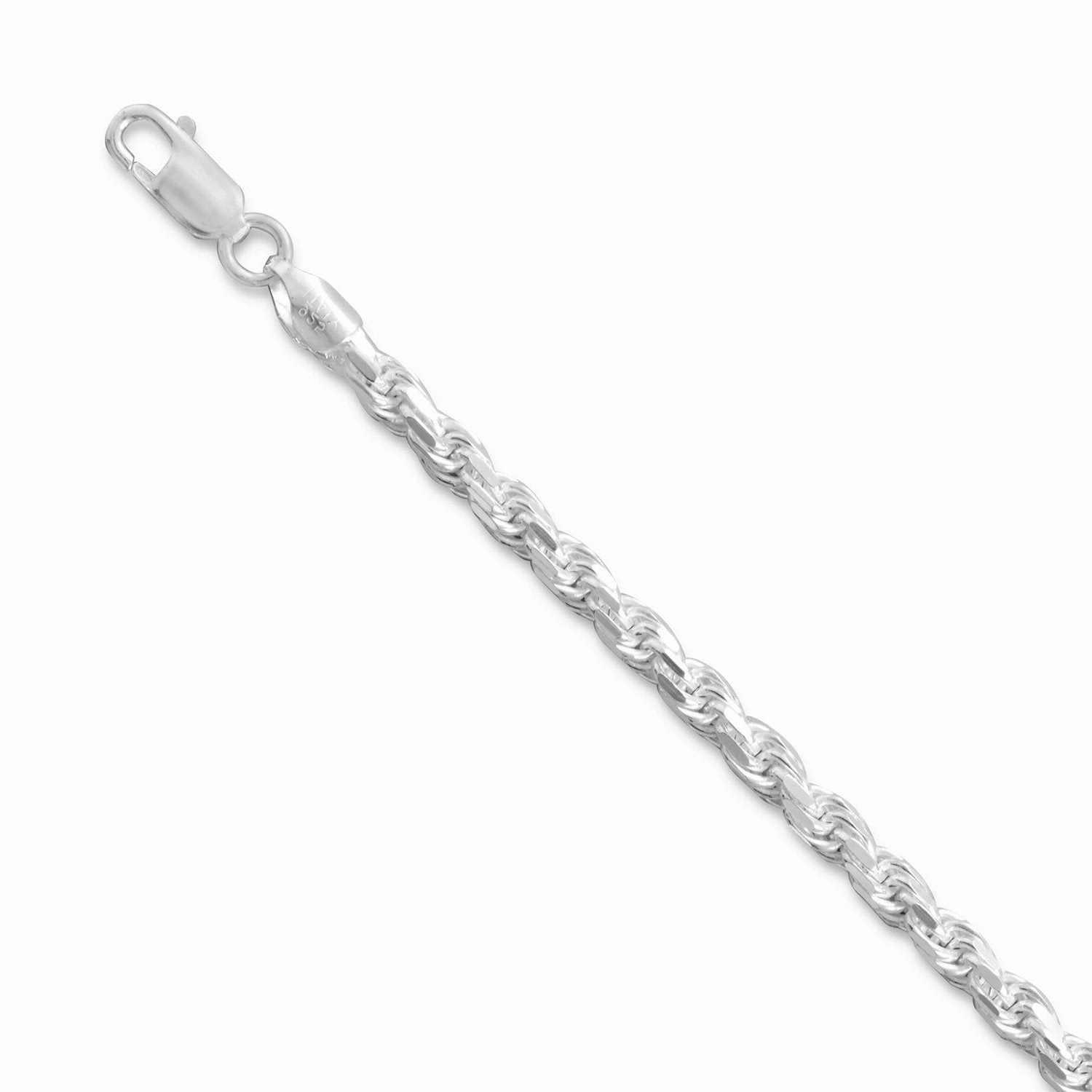Rope Chain Necklace 3.6mm Width Diamond-cut Sterling Silver Magnificent Adornment