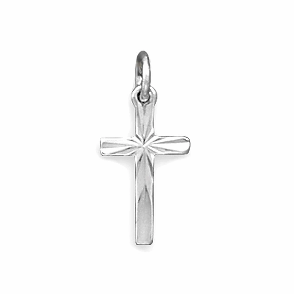 Young Professional Cross Pendant Necklace Diamond-cut Sterling Silver, Pendant Only