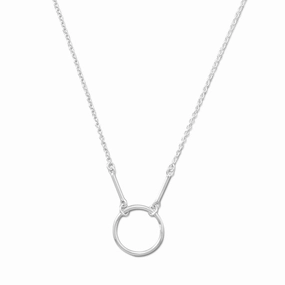 Summer Accent Unique Present Circle and Bar Geometric Sterling Silver Necklace Adjustable Length