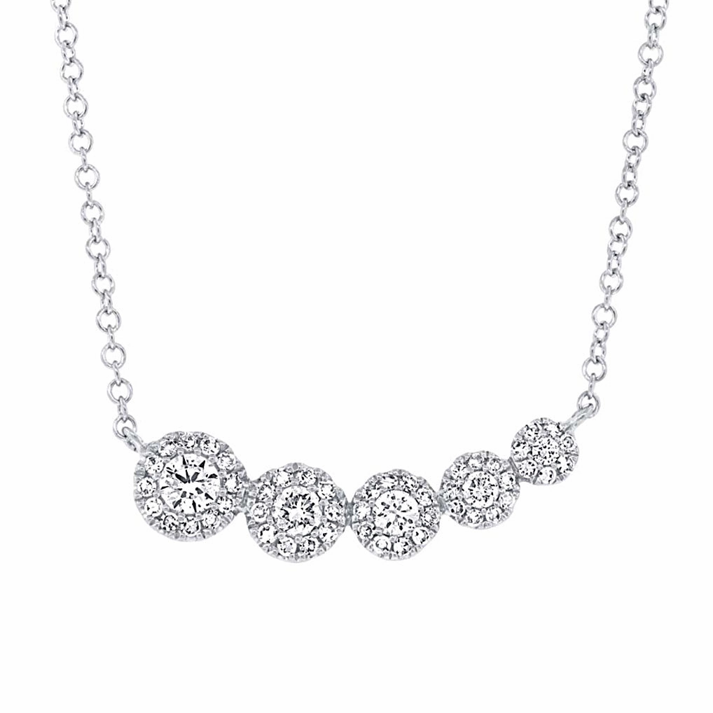 Flawless Radiance Bremer Jewelry Center of My World 14K White Gold Round Shape Diamond Multi Cluster Pendant with a 14K White Gold Cable Link Necklace (0.32ctw)