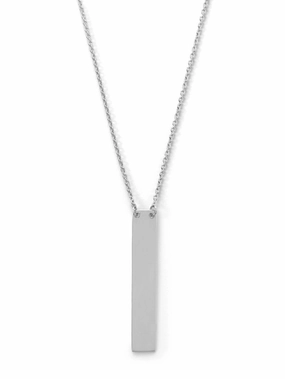 Vertical Bar Drop Necklace Engraveable Sterling Silver Summer Festival Piece Decorative Pendant