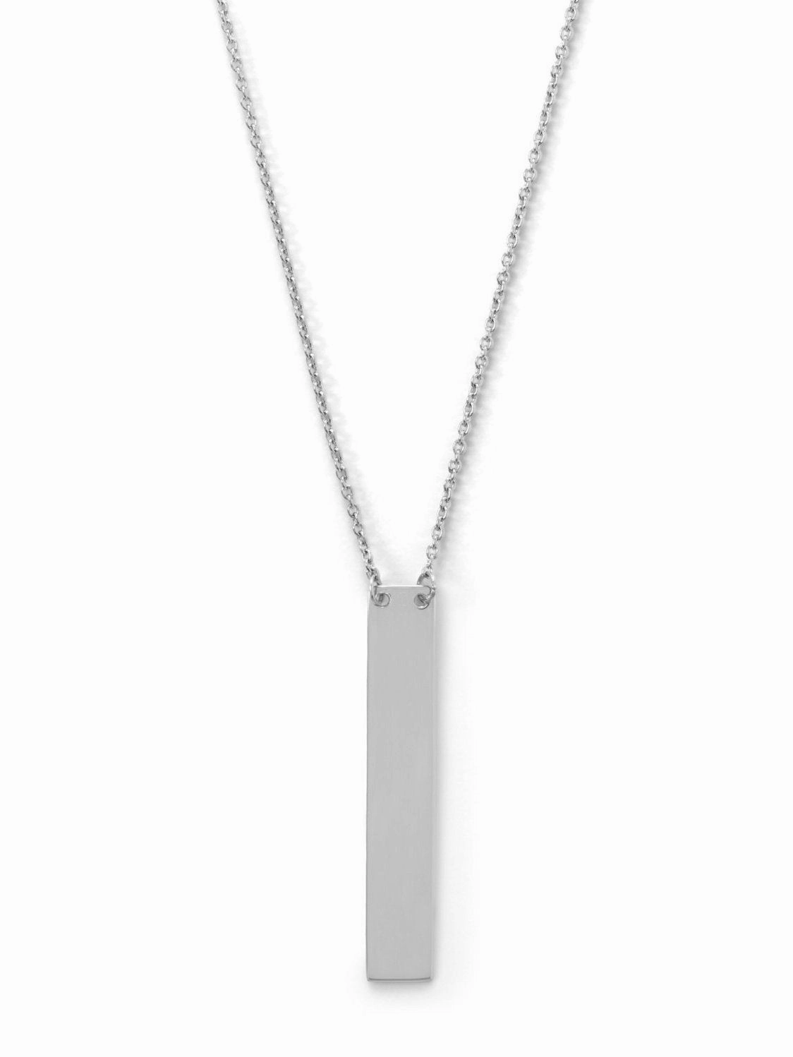 Vertical Bar Drop Necklace Engraveable Sterling Silver Summer Festival Piece Decorative Pendant