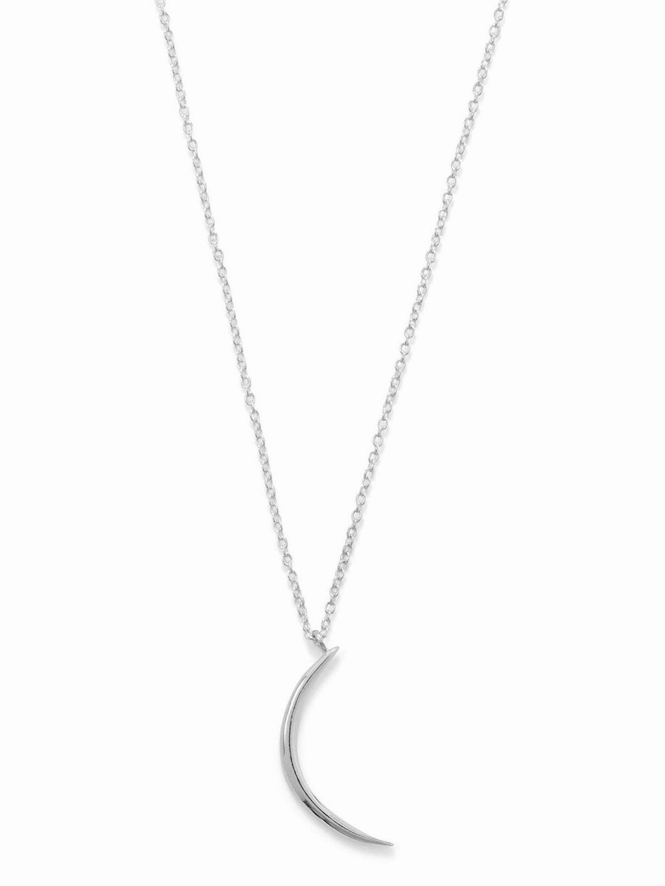 Crescent Moon Necklace Sterling Silver Polished Finish Online Adornment Work Outfit