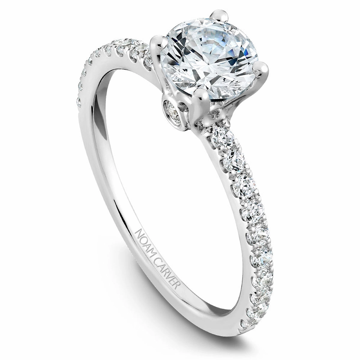 Rich Detailing Noam Carver Classic Diamond Engagement Ring Setting in White Gold