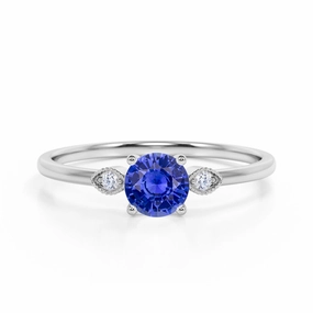 Functional Appearance Sentimental Decoration Vintage 0.6 Ct Round Cut Lab Sapphire Engagement Ring