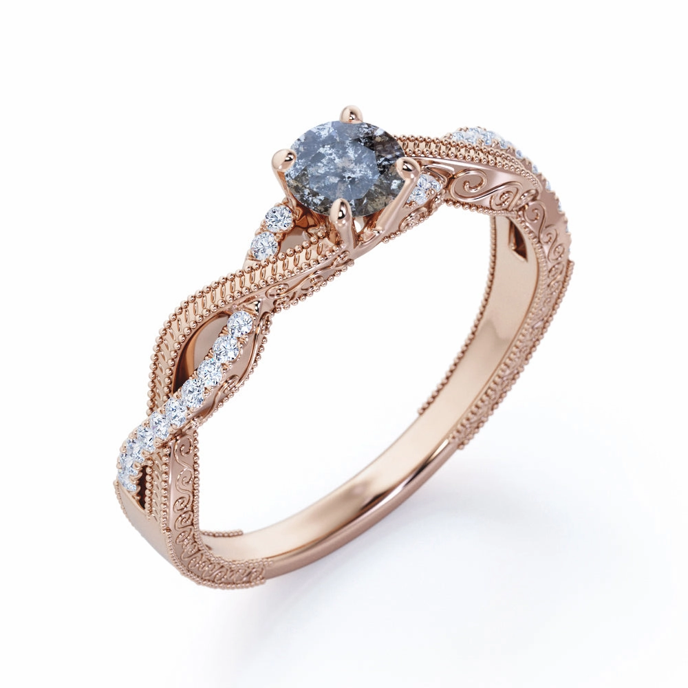 party look Exquisite Accessory Vintage 0.75 Ct Round Salt and Pepper Diamond Engagement Ring