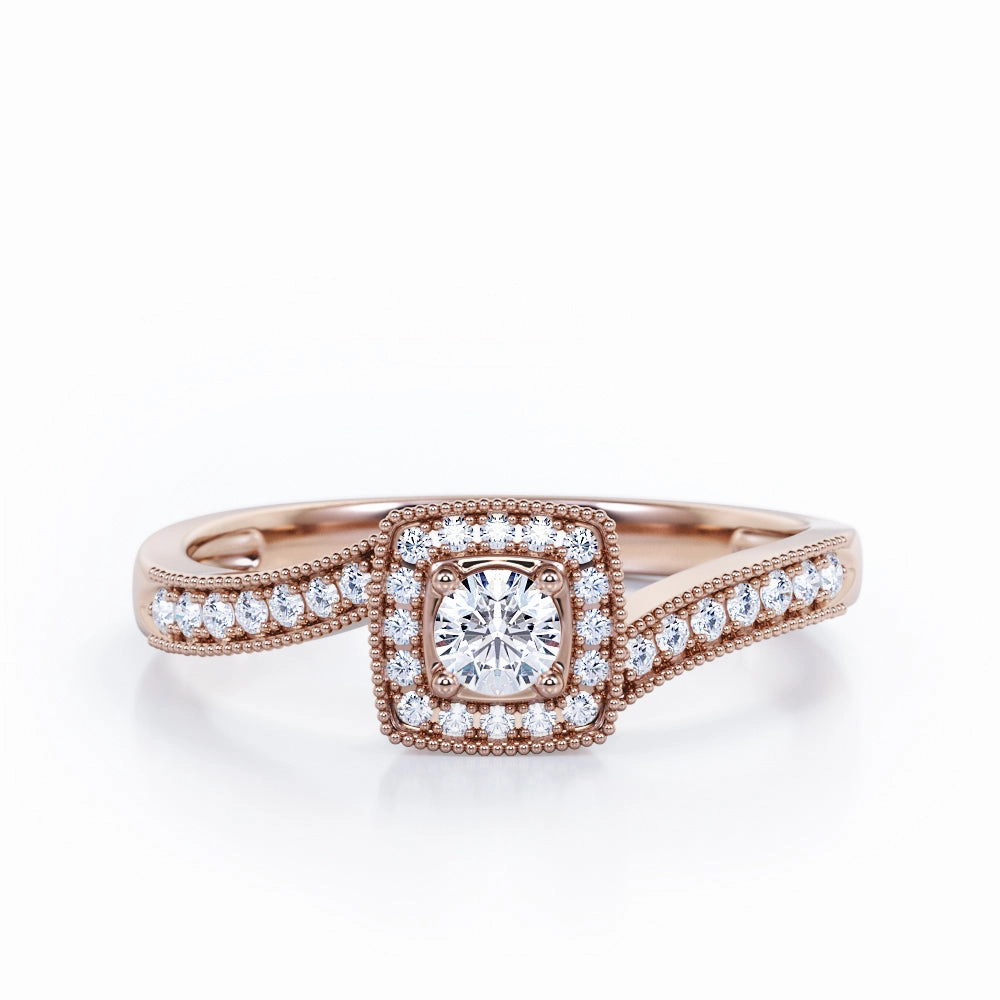 Style Staple Classic Design Vintage 1.25 Carat Round Cut Moissanite Pave Ring