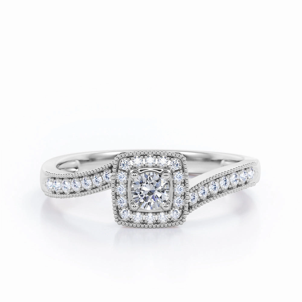 Timeless Jewelry Professional Grade Vintage 1.25 Carat Round Cut Moissanite Pave Ring