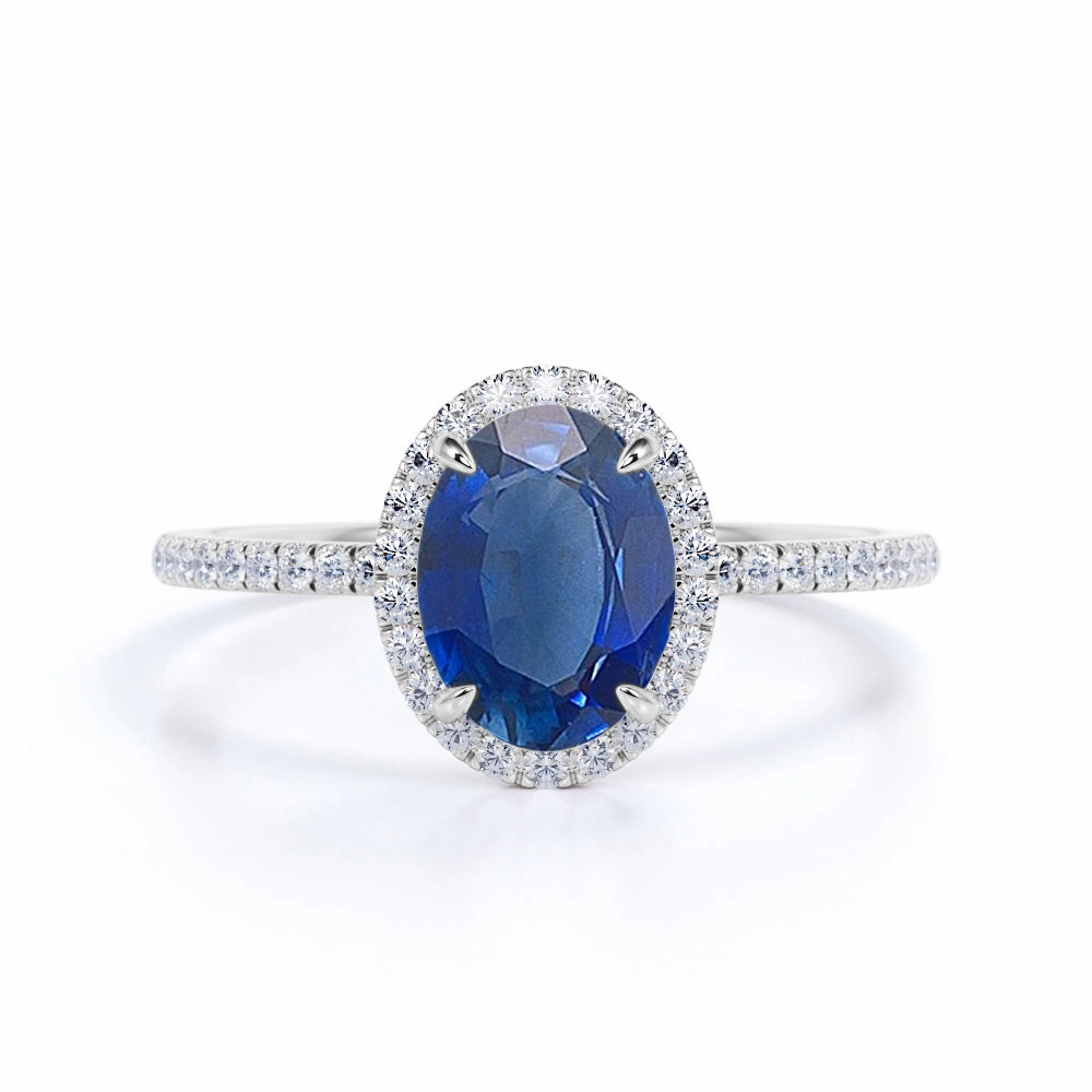 Vintage 1.45 Ct Oval Cut Lab Sapphire Engagement Ring Prom Accessory Spring Trend