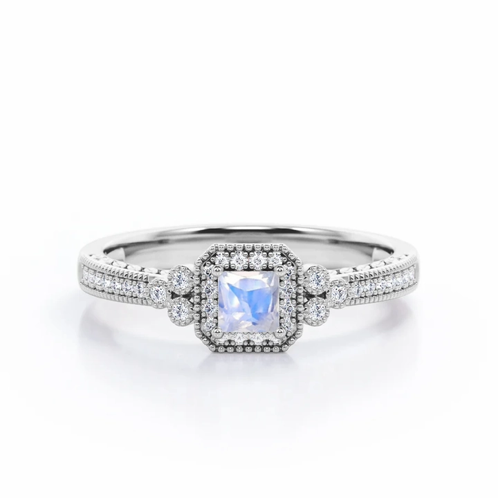 Casual Balance Modern Sign Vintage 1 .5 Ct Princess Cut Moonstone Engagement Ring
