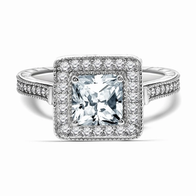 Affordable Mark Wonderful Craft Vintage 1 Carat Princess Cut Moissanite Engagement Ring