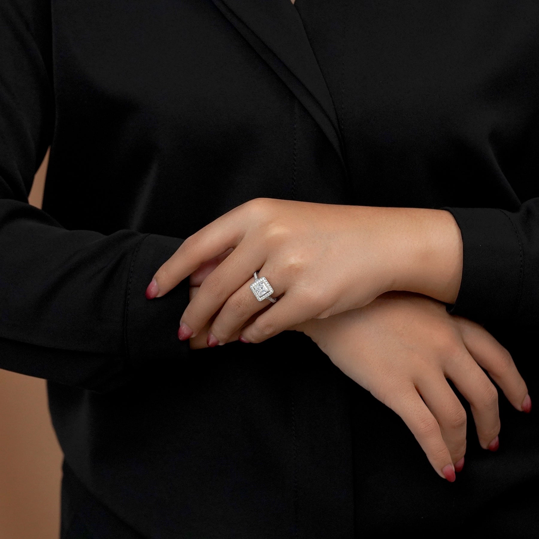 Luxury Gift Vintage 1 Carat Princess Cut Moissanite Engagement Ring