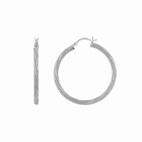 Sterling Silver Twist Hoop Earrings with Snap Posts - Nontarnish and Lightweight Modern Embellishment Stunning Embellishment