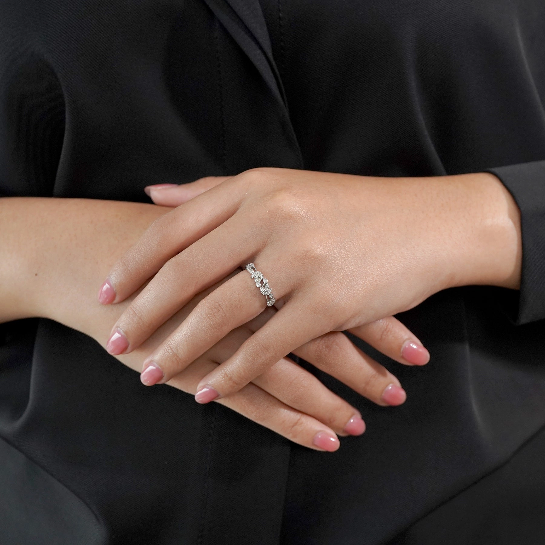 0.30 ct - Vintage Style - Milgrain - Stackable Ring Romantic Ornament Sleek Design