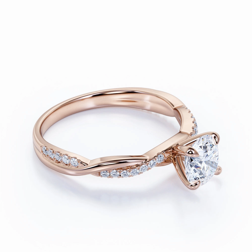 Twist 0.50 Ct Round Cut Diamond Engagement Ring Everyday Accent