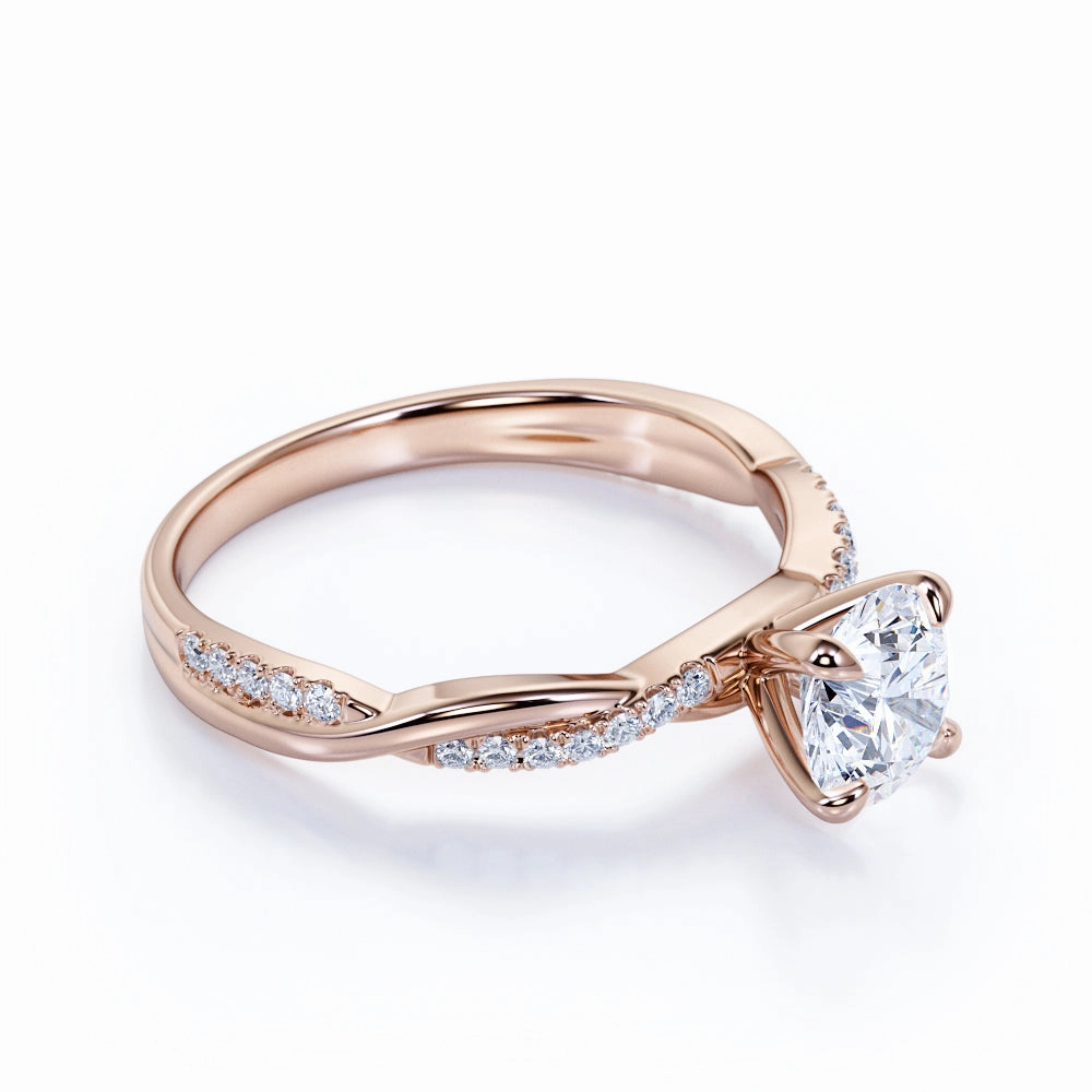 Low-Cost Decoration Vintage Expression Twist 0.50 Ct Round Cut Diamond Engagement Ring