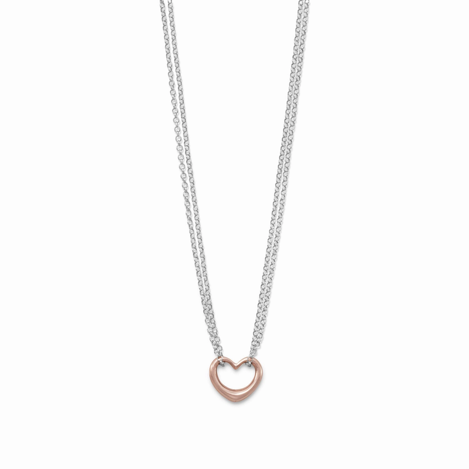 Heart NecklaceTwo Tone Rose Gold-plated with Two Strands Daily Look