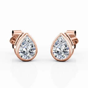 Glittery Accessory Basket Bezel Set 1 Carat Pear Shape Certified Moissanite Solitaire Ear Studs in White Gold