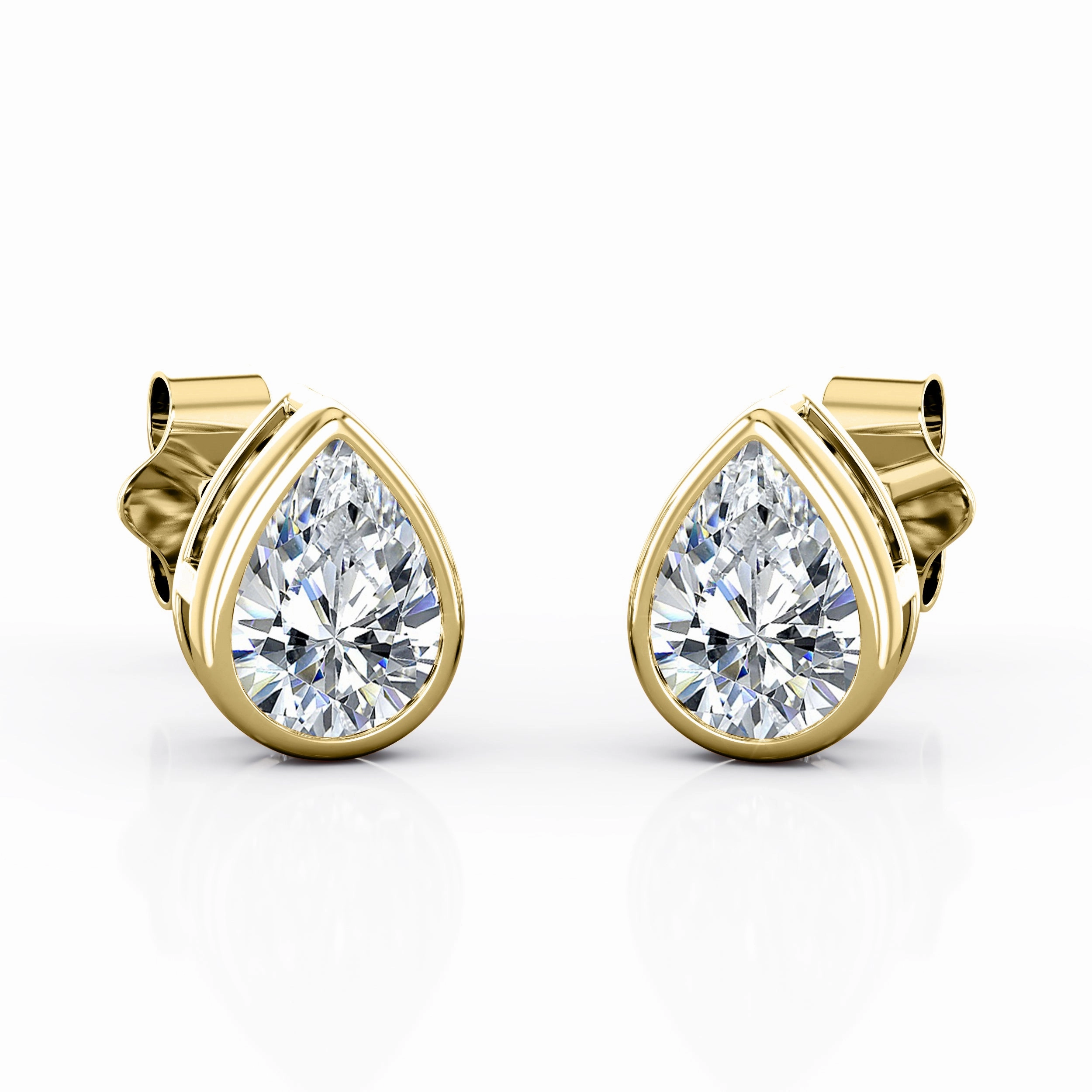 Radiant Adornment Basket Bezel Set 1 Carat Pear Shape Certified Moissanite Solitaire Ear Studs in White Gold