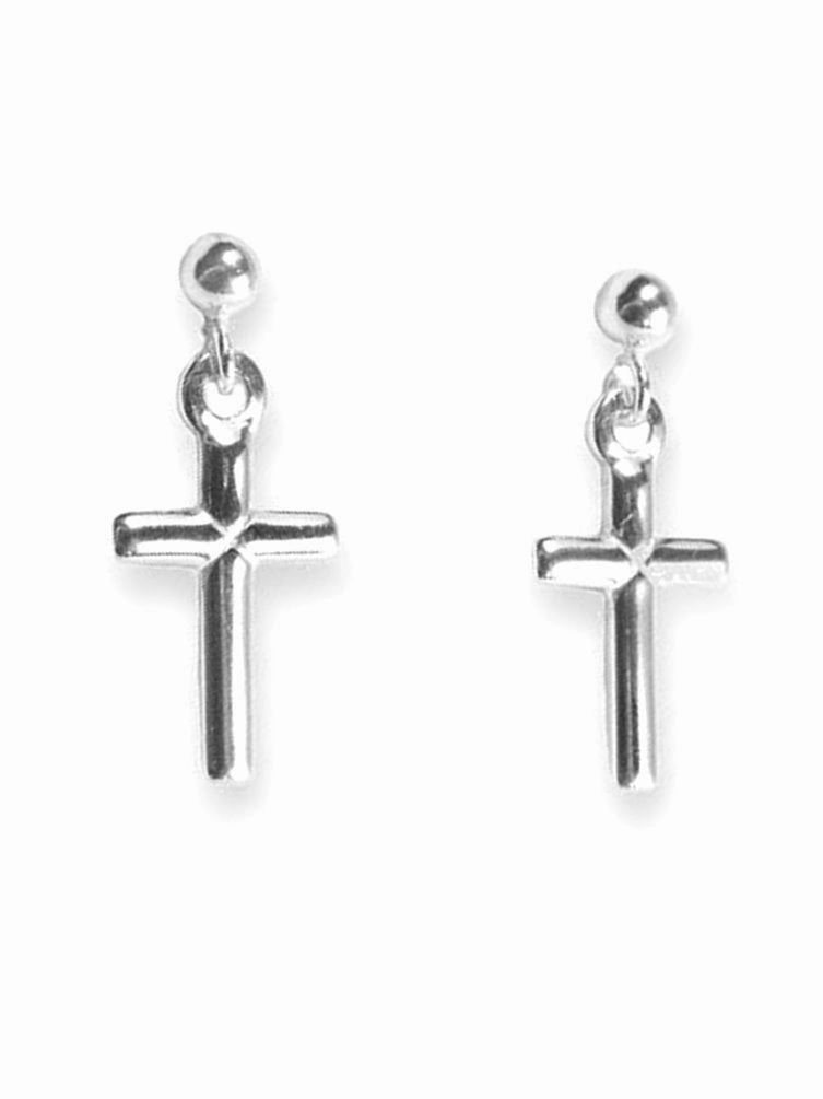 Vacation Embellishment Artistic Item Sterling Silver Cross Earrings Ball Post Drop Dangle