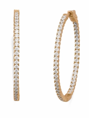 Grand Accessory Brilliant Piece In Out Hoop Earrings Cubic Zirconia Gold-plated Sterling Silver 43mm