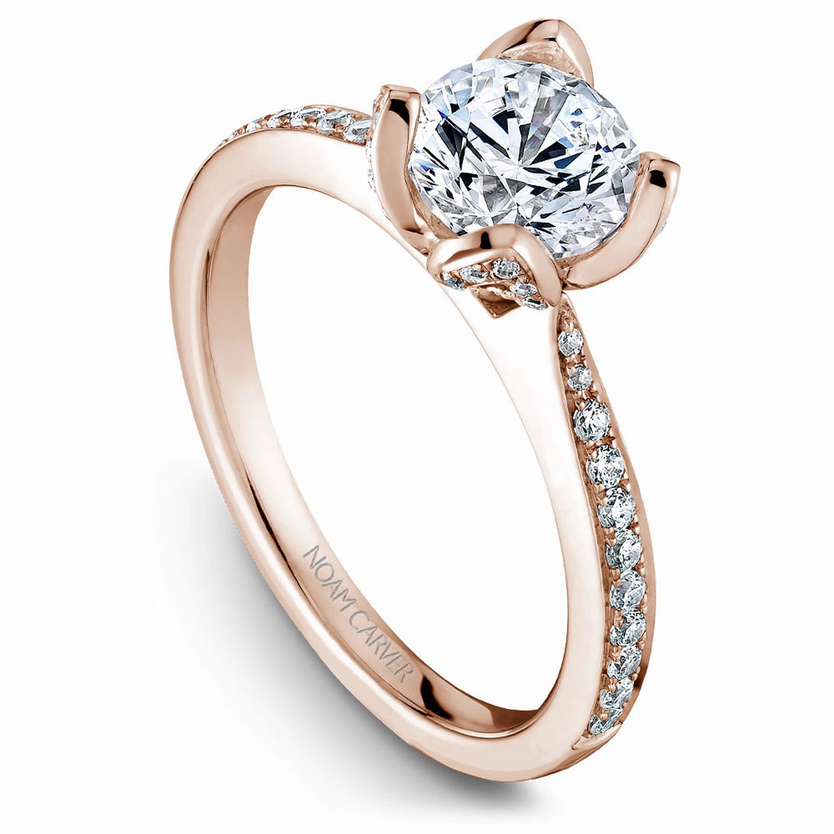 Modern Snap Noam Carver Floral Diamond Engagement Ring Setting in Rose Gold