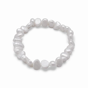 Valuable Blends Teen Approved White Cultured Freshwater Pearl Stretch Bracelet