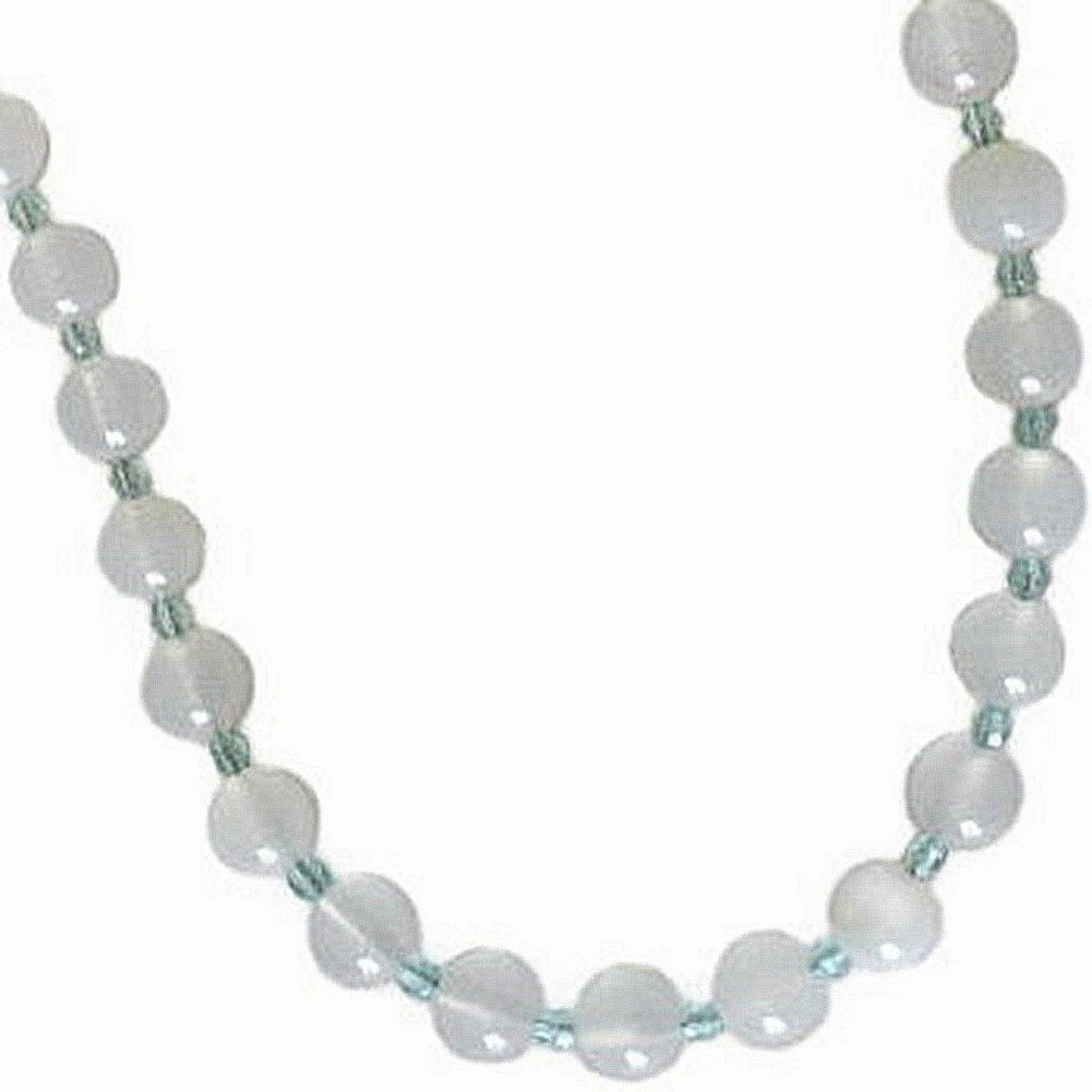 White Translucent Agate Aqua Czech Bead Necklace Gold-plated Budget-Friendly Present Minimal Highlight