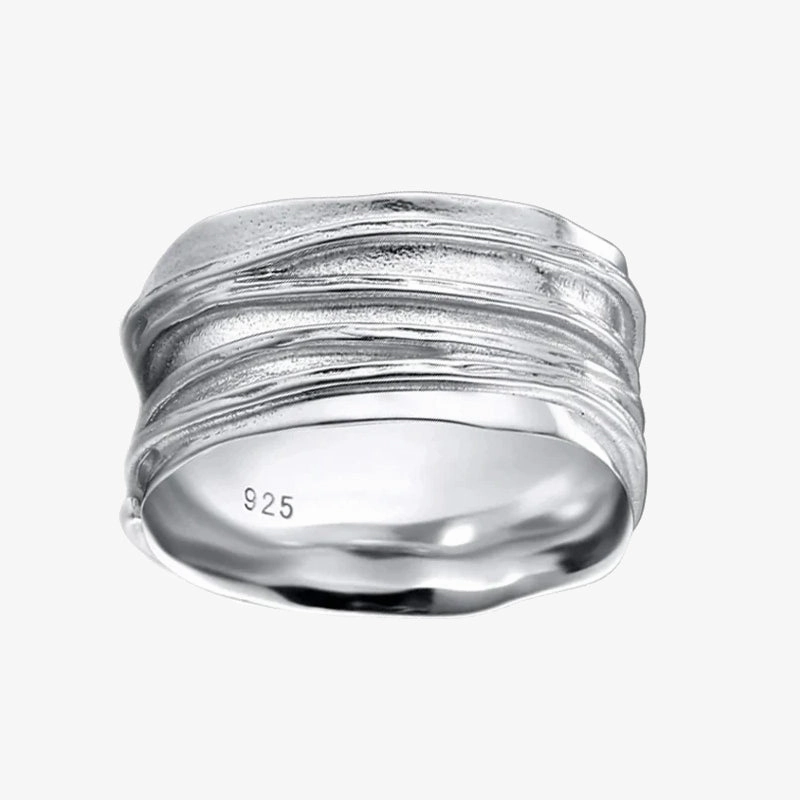 Wide Band Ring 925 Sterling Silver Ripple Thumb Ring Style Ready Convenient Design