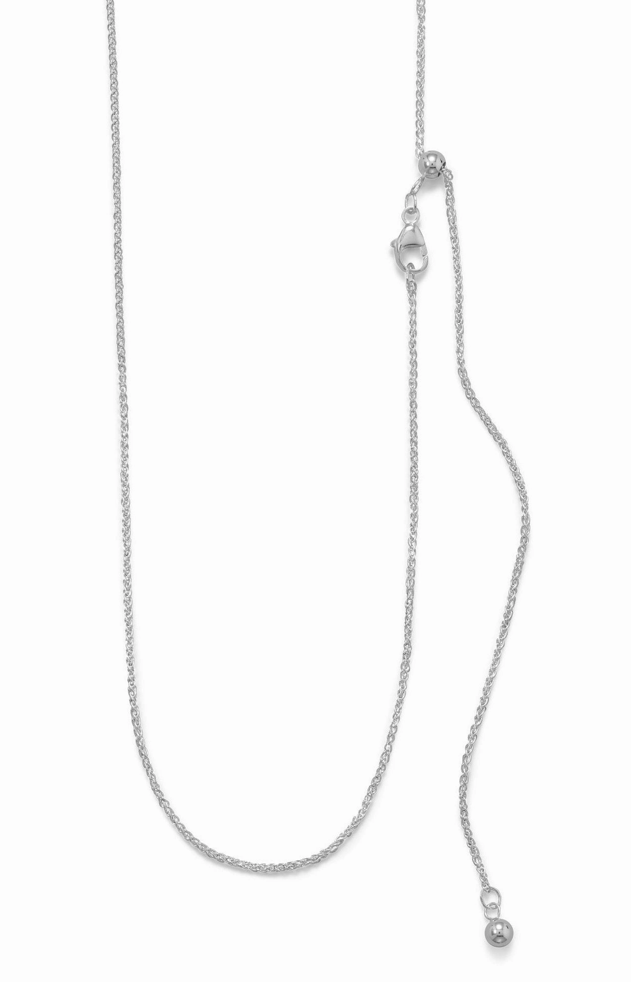 Birthday Surprise Classic Jewelry Sterling Silver French Wheat Necklace Adjustable Length with Slider Bead
