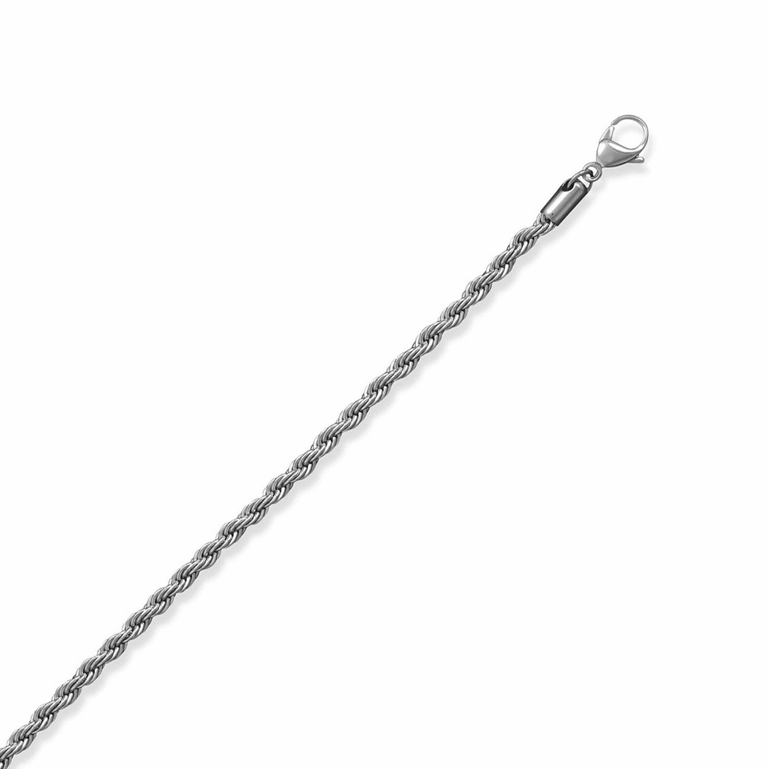 Office Gift Contemporary Design Rope Chain Necklace 316L Surgical Stainless Steel - 4mm Width