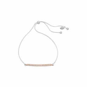 Cubic Zirconia Bar Bracelet Rose Gold on Sterling Silver Adjustable Length City Style Honored Choice