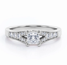 Custom Gift Modern Creation Y-Shaped Pave 0.40 TCW Princess Cut Diamond Crossover Prong Engagement Ring in 10K White Gold