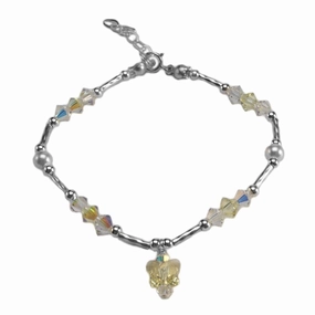 Sacred Amalgamations Clear Unification Yellow Butterfly Childrens Charm Bracelet Sterling Silver Made with Swarovski(R) Crystals